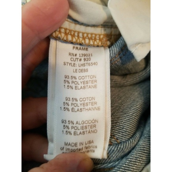 Frame Denim Blue Distressed Straight Leg Jeans - Picture 9 of 10